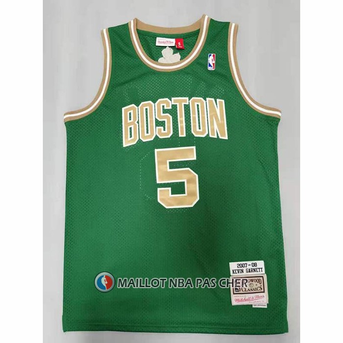 Maillot Boston Celtics Kevin Garnett NO 5 Mitchell & Ness 2007-08 Vert